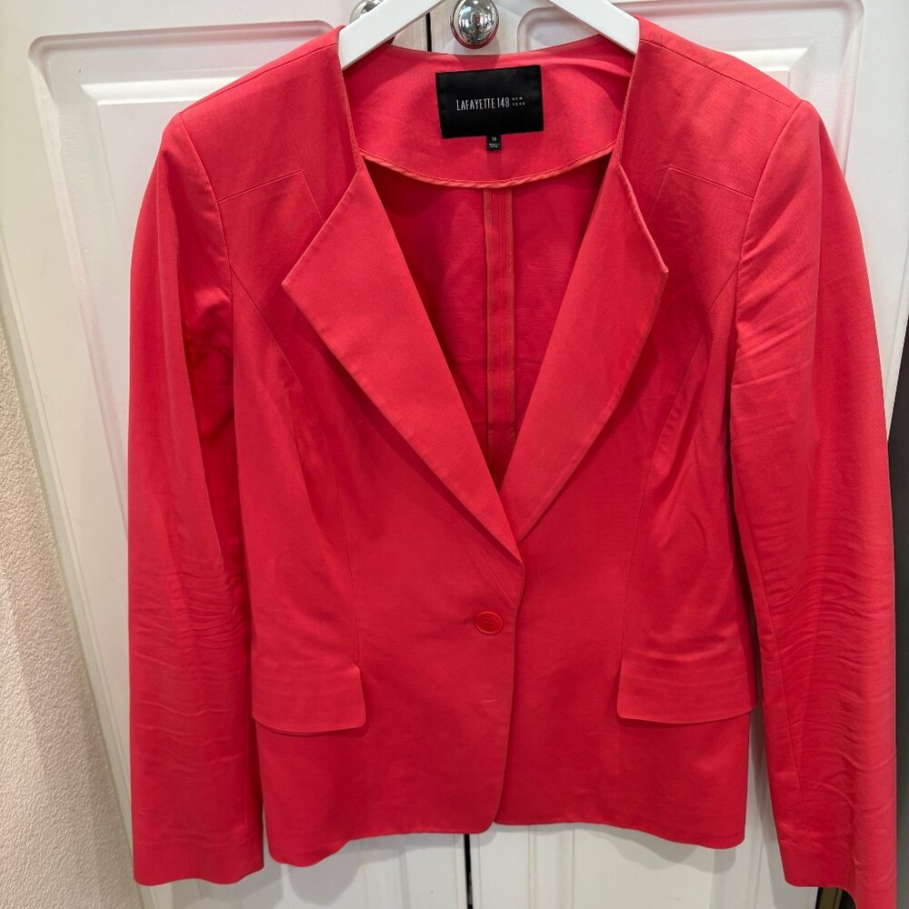 Lafayette 148 Coral Cotton Blazer